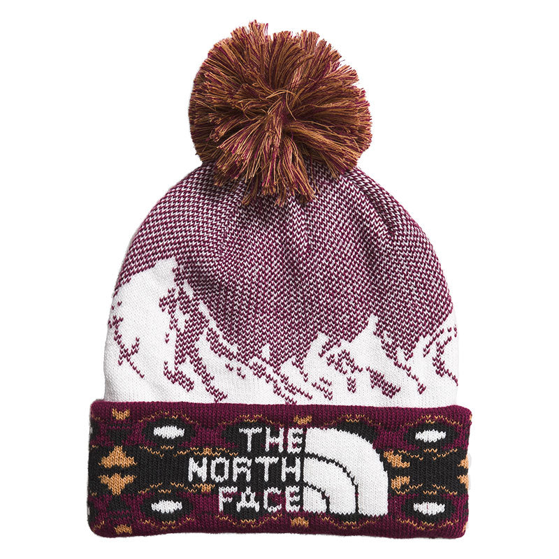 North Face Recycled Pom Pom Beanie - Almond Butter/Boysenberry