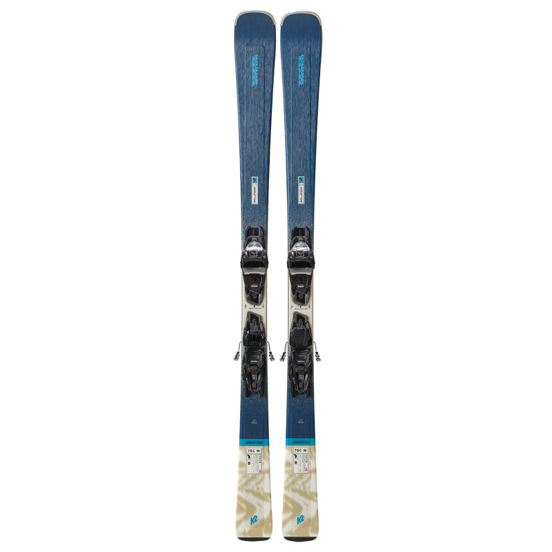 K2 Disruption 76 C + ER3 10 Skis - Women's 2025 blue frontside on piste