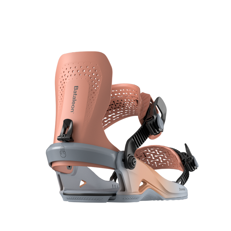 Salmon and Gray Snowboard Bindings