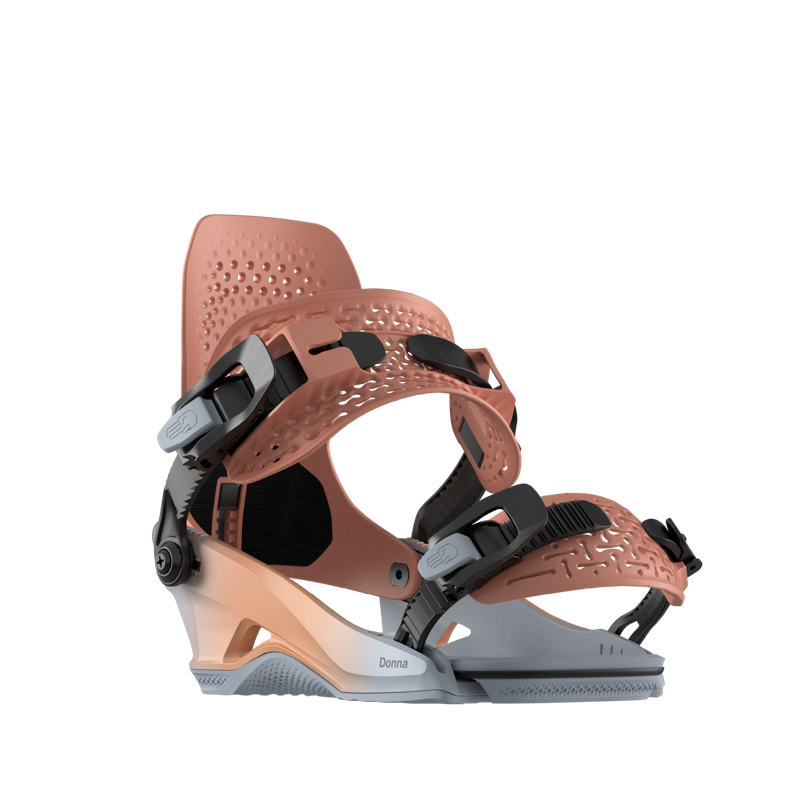 Salmon and Gray Snowboard Bindings
