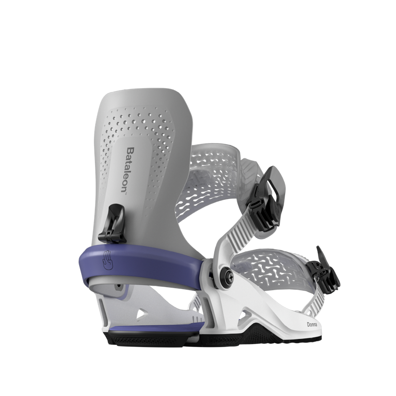 Black White and Purple Snowboard Binding