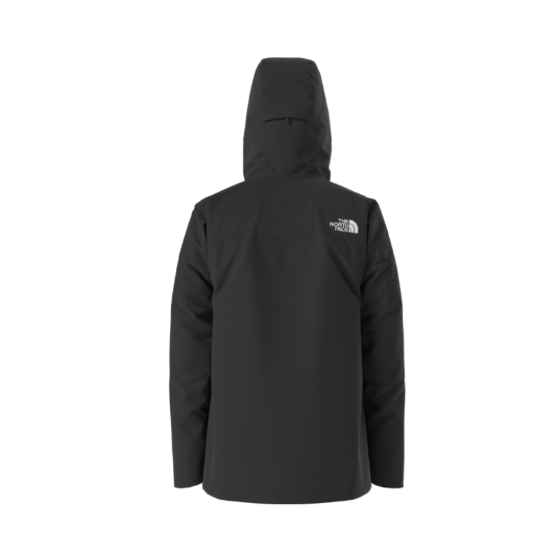 Black hooded coat on a beige background