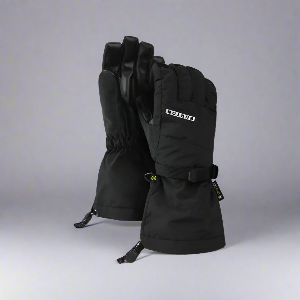 Black gloves with a brand logo on a white background