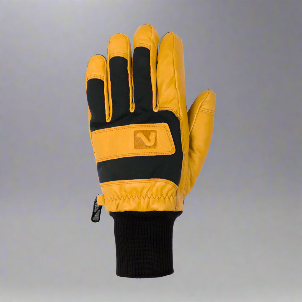 Yellow and black glove on a white background