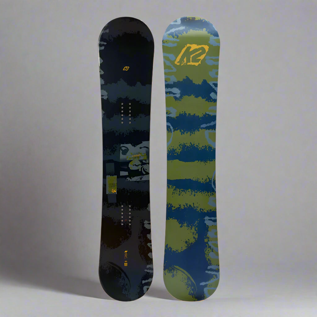 Black and green snowboard