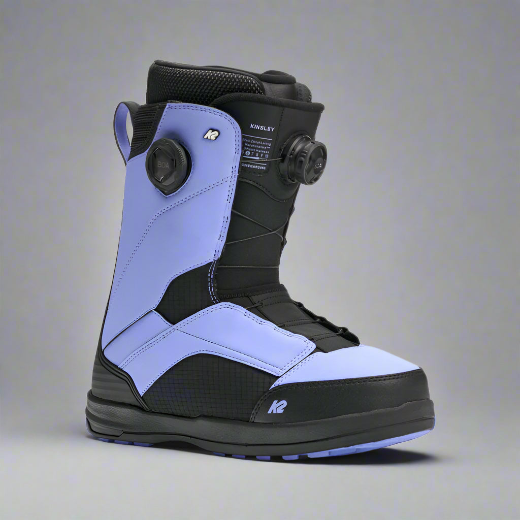 Black and purple snowboard boot