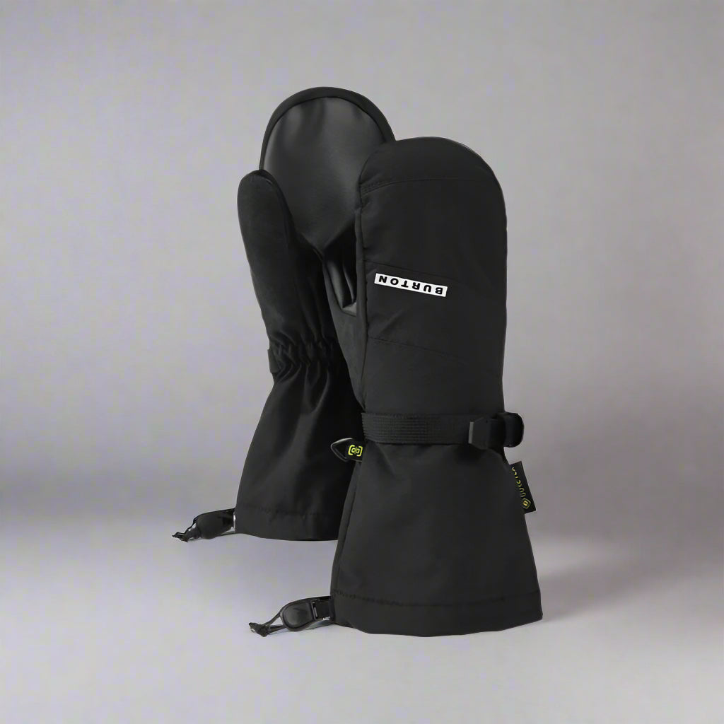 Black gloves with a brand logo on a white background