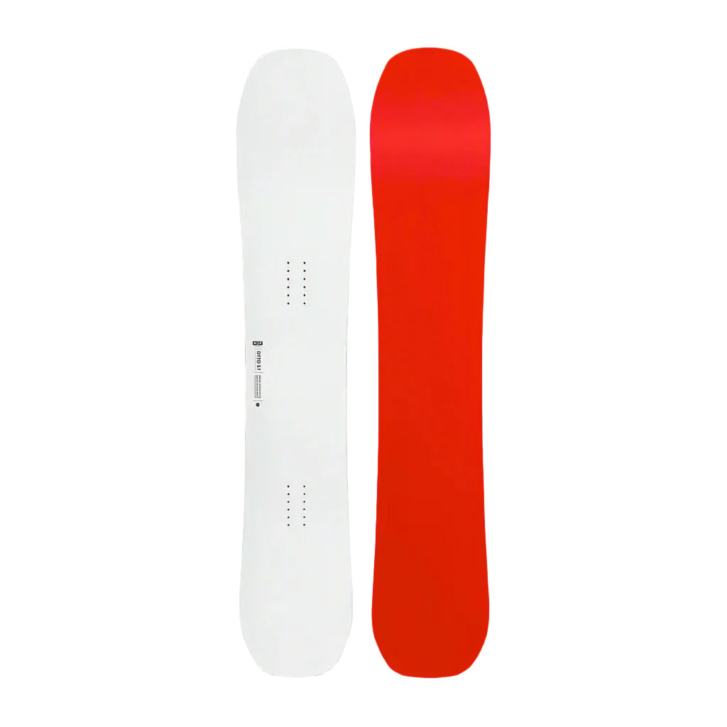 red and white snowboard