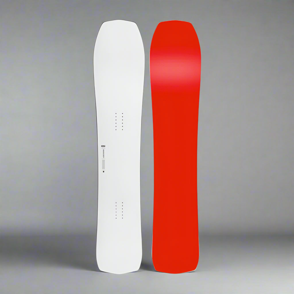 white and red snowboard