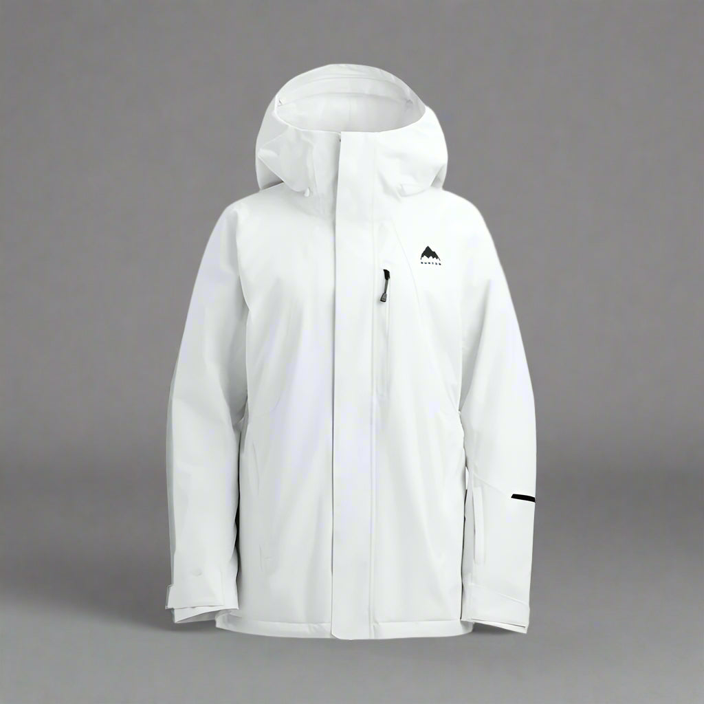 White jacket with a brand logo on a white background