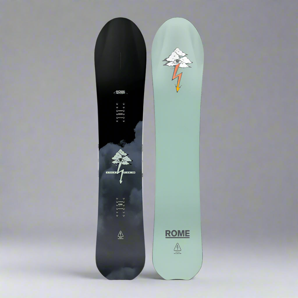 black and green snowboard