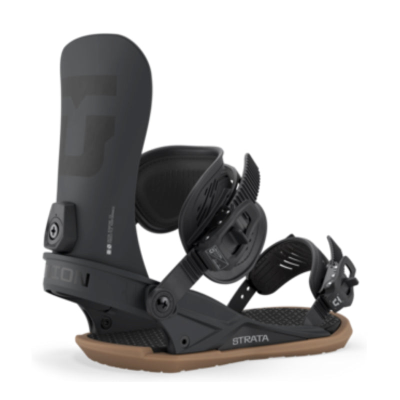 Black and tan snowboard binding