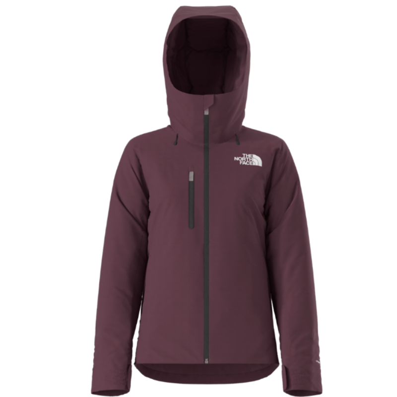 Maroon jacket with a hood on a white background