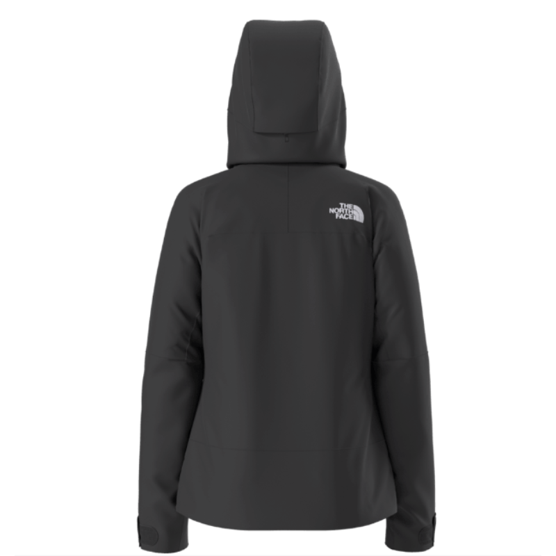 Black hooded jacket with The North Face logo on a white background