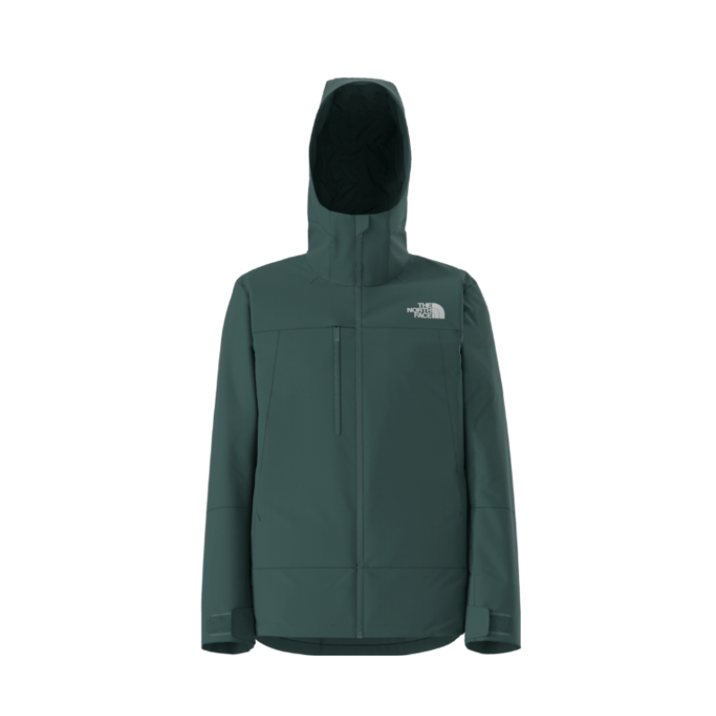 Green jacket with a hood on a white background