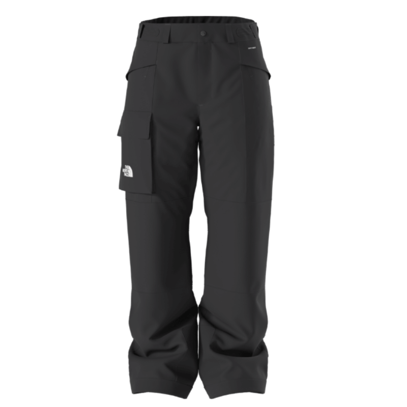 Black cargo pants with a brand logo on a white background