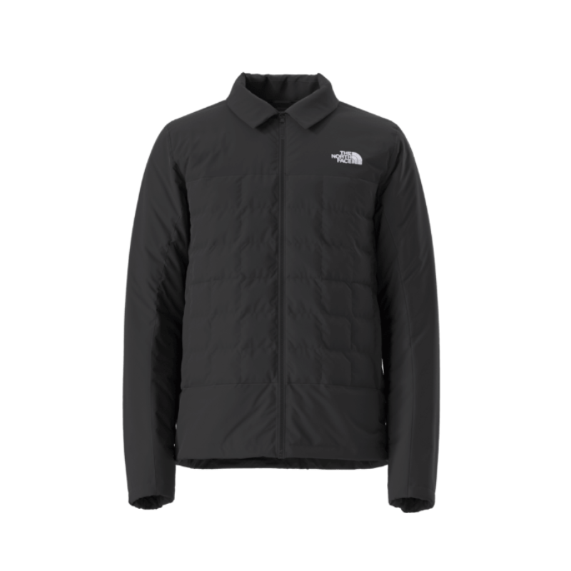 Black jacket with a brand logo on a white background