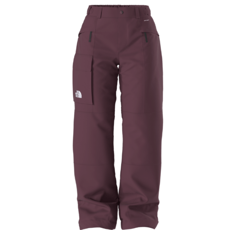 Maroon pants with a brand logo on a white background