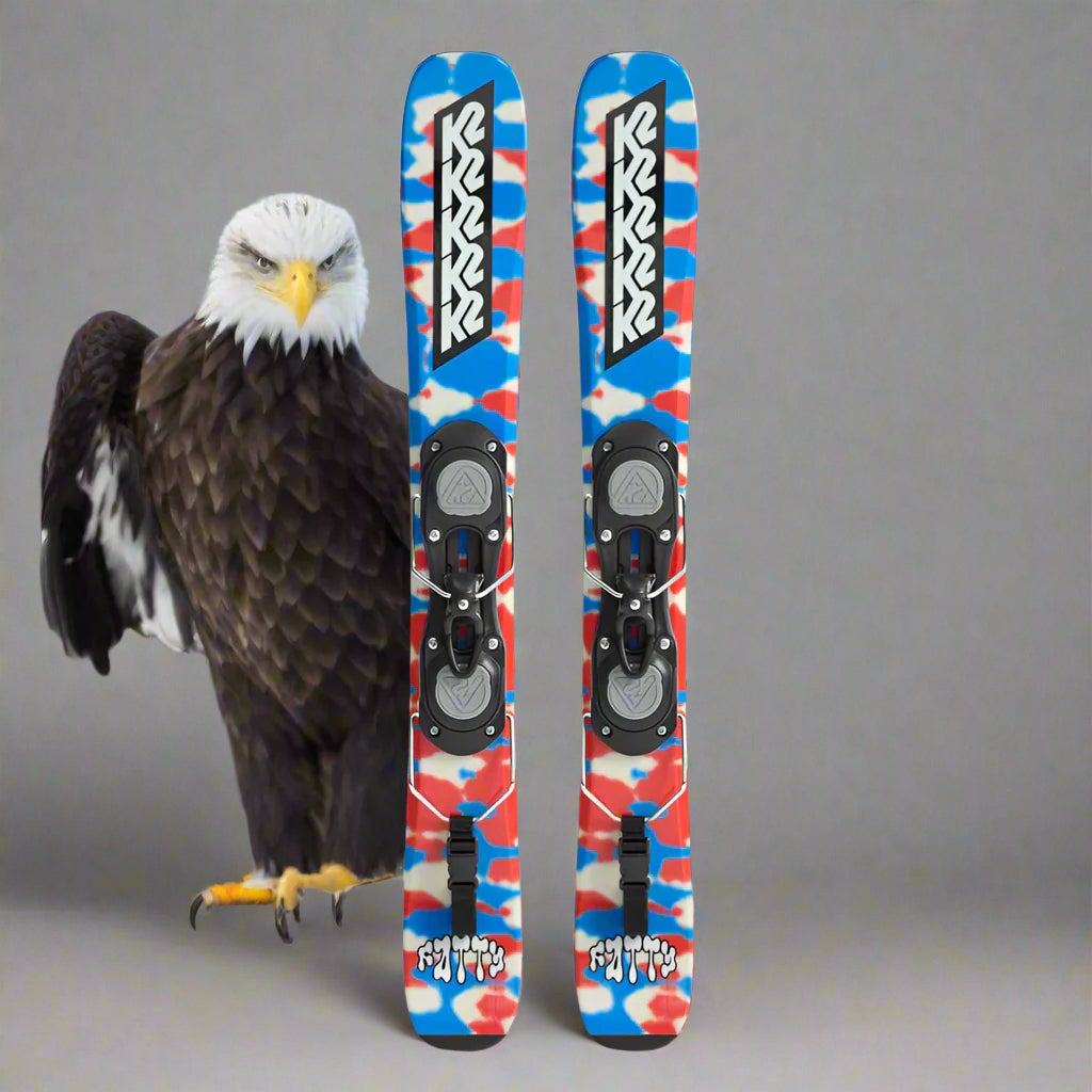 k2 fatty skis red white and blue