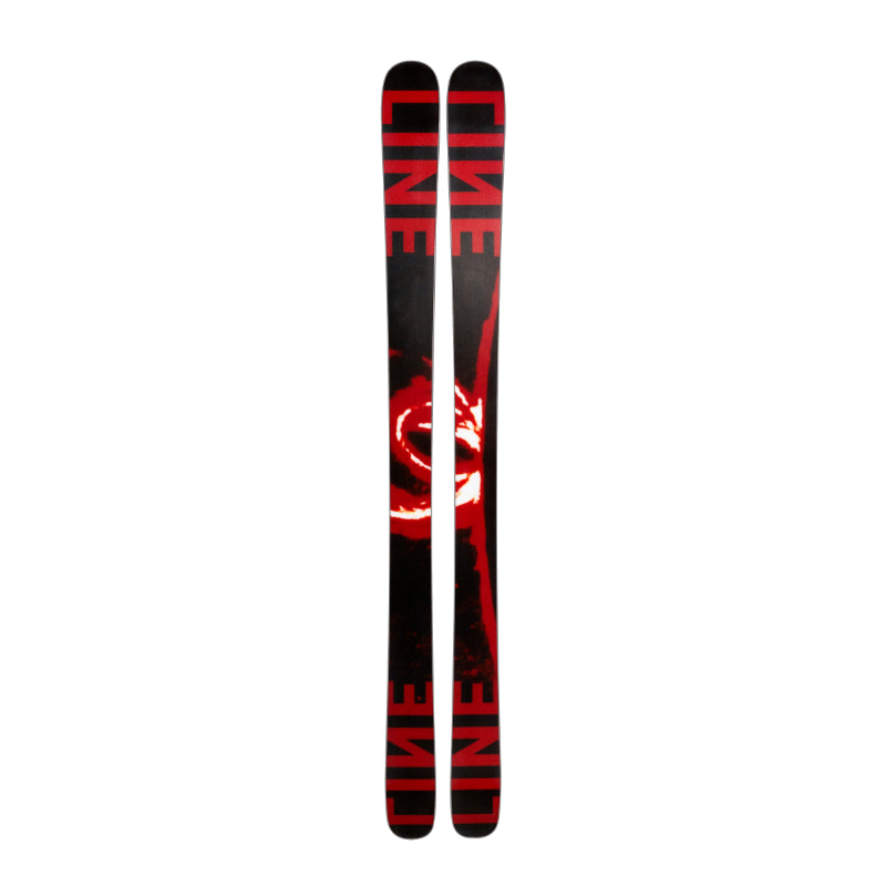 Black and red skis with 'Line' branding on a white background
