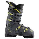 Grey Dalbello Veloce 110 GW ski boots with yellow accents, featuring adjustable buckles and GripWalk soles.