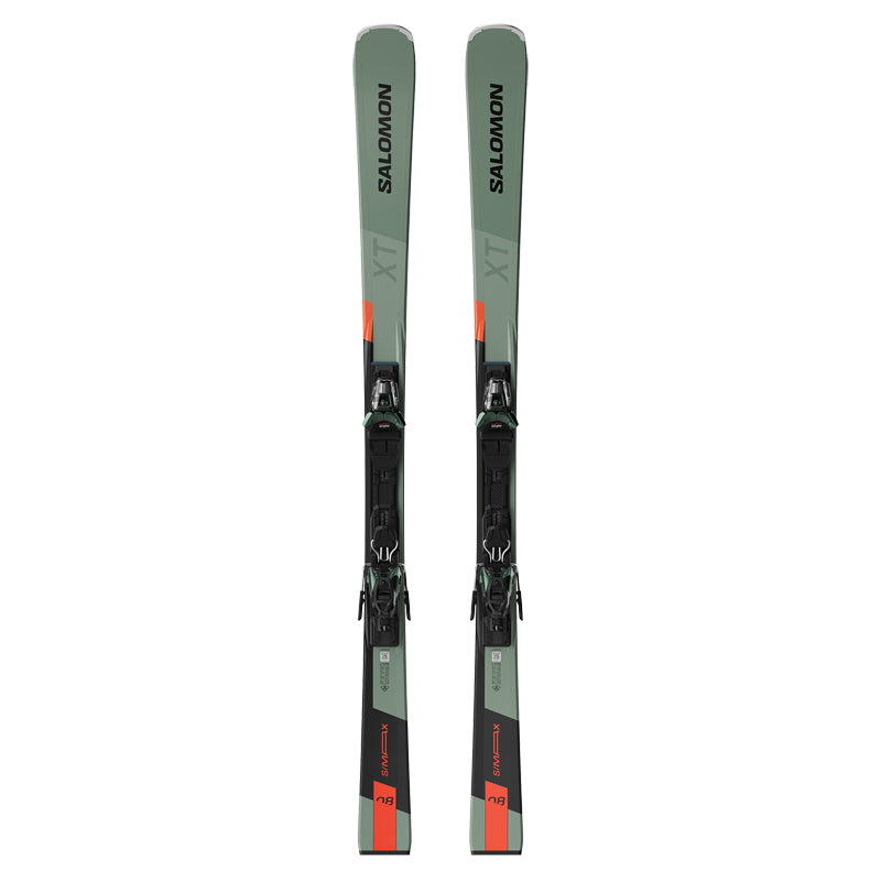 Salomon S/Max 8 XT + M11 Skis 2025 green frontside on piste