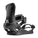 Black snowboard binding on a white background