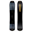 Black snowboard with 'Arbor' branding on a white background