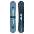 Two views of a snowboard with 'Arbor' branding on a white background