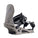Gray and black snowboard binding on a white background