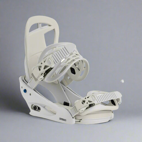 White snowboard binding on a white background