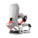 Gray and red snowboard binding on a white background