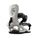 White snowboard binding with black accents on a white background