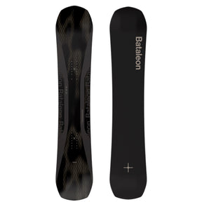 Black snowboard with Bataleon branding on a white background