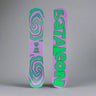 Purple and green snowboard
