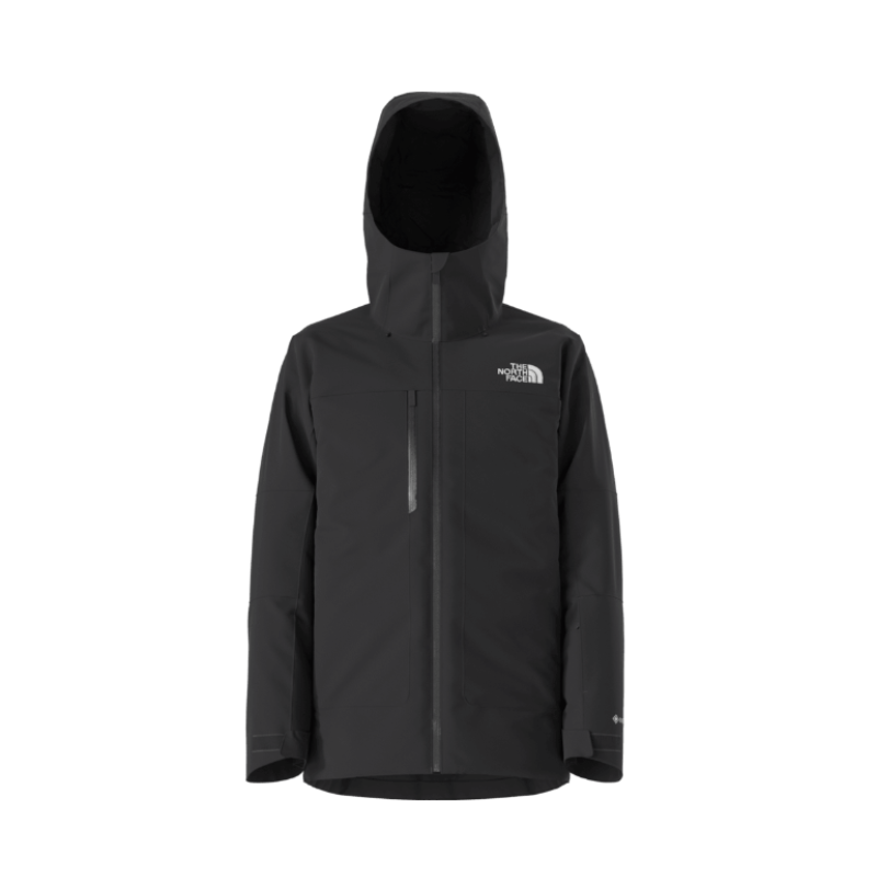 Black hooded jacket with The North Face logo on a white background
