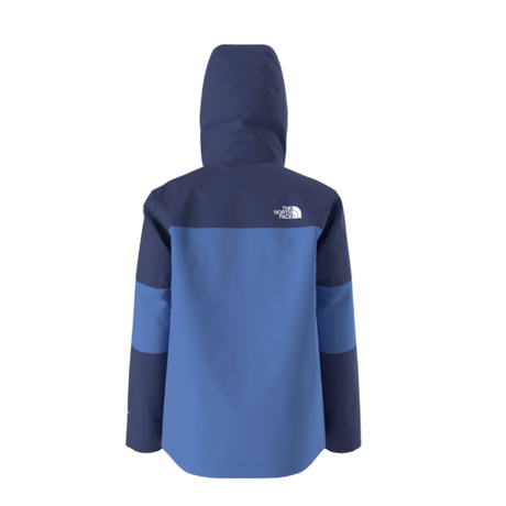 Blue jacket with a hood on a white background