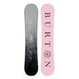 Two snowboards, one gray and one pink with 'Burton' branding, on a white background.
