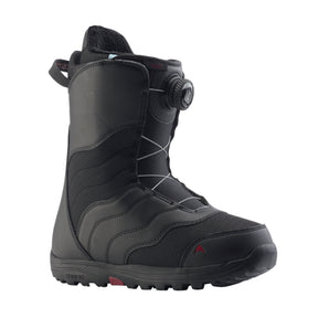 Black snow boot with a white background