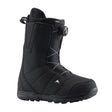 Black snowboard boot with visible brand logo on a white background