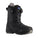 Black snowboard boot with gray sole on a white background