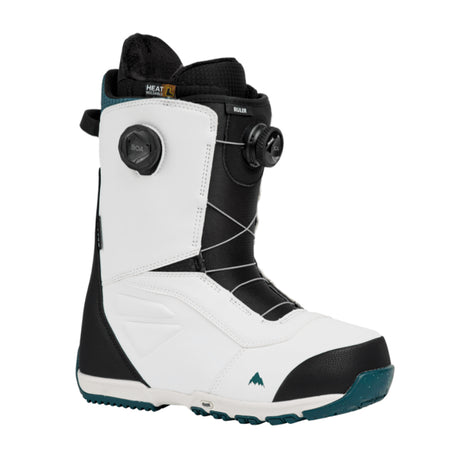 White and black snowboard boot with visible brand logo on a white background
