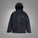 Black jacket with a brand logo on a white background