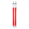 A pair of DPS alpine skis with a white and red colorway, shown vertically against a plain white background.