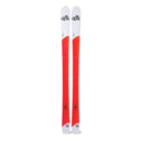 A pair of DPS alpine skis with a white and red colorway, shown vertically against a plain white background.