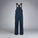 Navy blue bib overalls on a white background