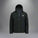 Black jacket with a brand logo on a white background