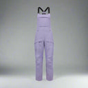 Purple bib overalls on a white background