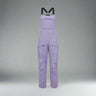 Purple bib overalls on a white background