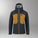 Black and brown jacket with a brand logo on a white background